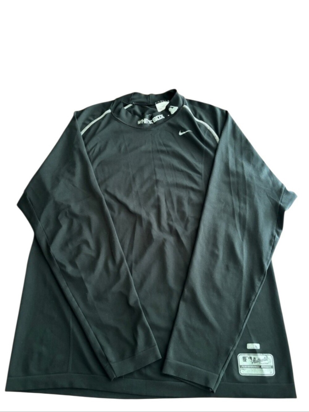 Nike Black Long Sleeve Performance White Sox Top with Silver Accents Size L